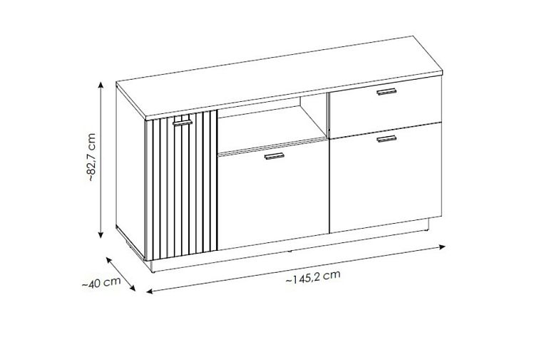 ALVERO K02 komoda 3D1S, šedá light/dub coast evoke