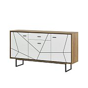 BERNADET K04 televizní stolek 3D1S, dub catania/černá perla/bílý lesk