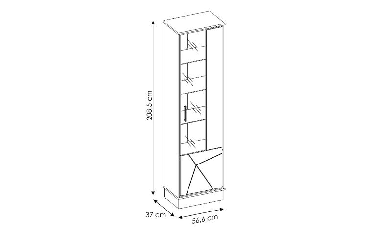 BERNADET V01P vysoká vitrína, pravá, dub catania/černá perla/bílý lesk