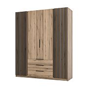 KAMARO šatní skříň s lamelami 4D-3S, dub pobřežní/dub pobřežní