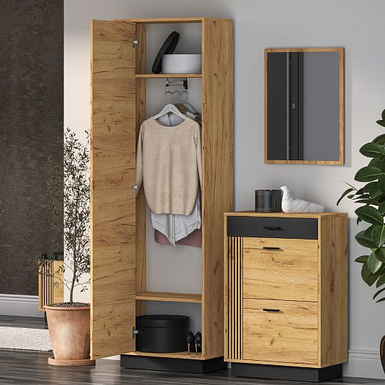 VANESSA TRENDY 01 šatní skříň, univerzální, dub craft zlatý/černá