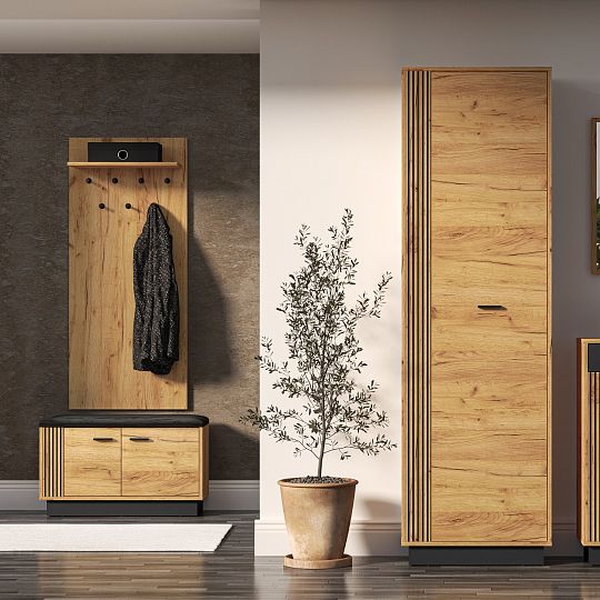 VANESSA TRENDY 01 šatní skříň, univerzální, dub craft zlatý/černá