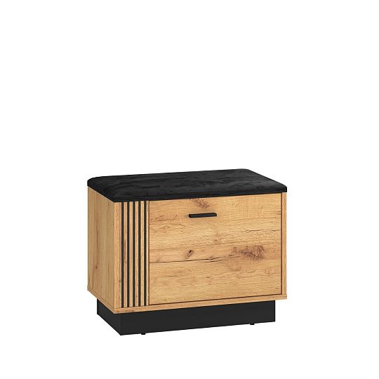 VANESSA TRENDY 02 botník se sedákem, dub craft zlatý/černá