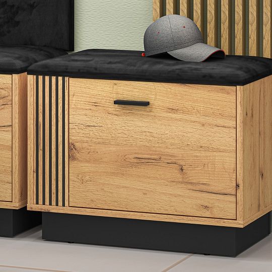 VANESSA TRENDY 02 botník se sedákem, dub craft zlatý/černá