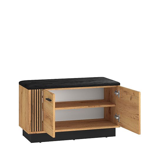 VANESSA TRENDY 03 botník se sedákem, široký, dub craft zlatý/černá