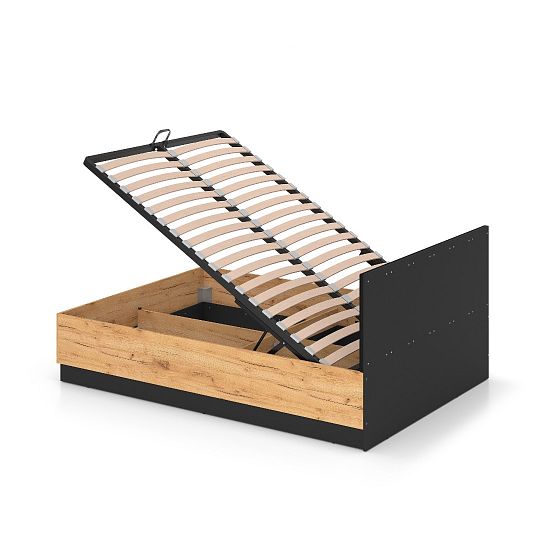 ODESSA 1301 postel 140 cm + rošt a úložný prostor, dub craft zlatý/černý velur