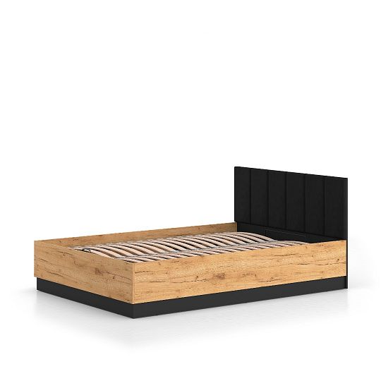 ODESSA 1401 postel 160 cm + rošt a úložný prostor, dub craft zlatý/černý velur