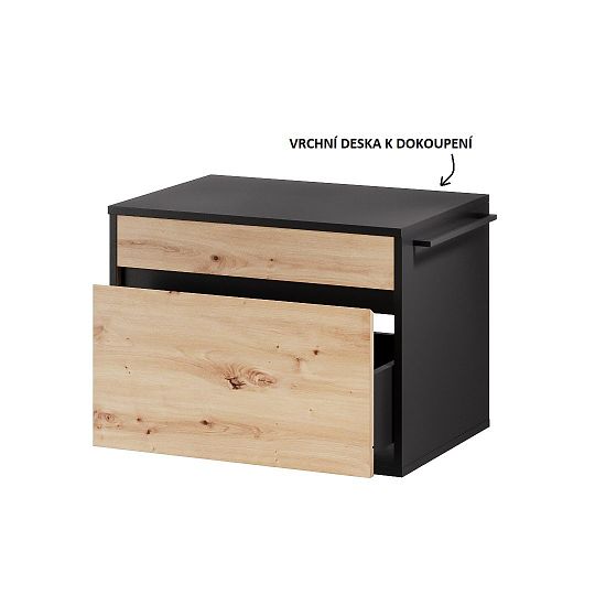 MISCANTO 56 umyvadlová skříňka 60 cm, dub artisan/černá