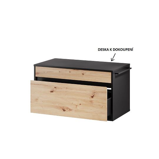 MISCANTO 58 umyvadlová skříňka 80 cm, dub artisan/černá