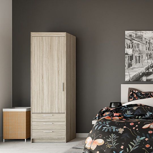 EVERLY 1D3S šatní skříň, dub sonoma