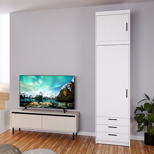 EVERLY 1D3SN šatní skříň + nástavec, bílá