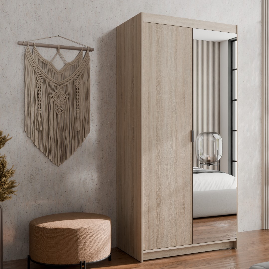 EVERLY 1D1L šatní skříň + zrcadlo, dub sonoma