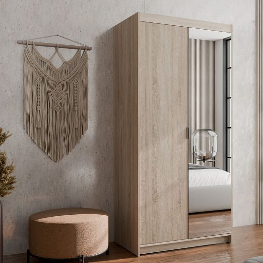 EVERLY 1D1L šatní skříň + zrcadlo, dub sonoma