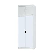 EVERLY 2D2LN šatní skříň + zrcadlo + nástavce, bílá