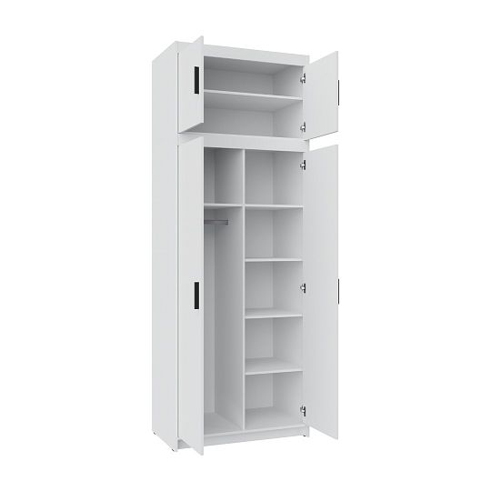 EVERLY 2D2LN šatní skříň + zrcadlo + nástavce, bílá