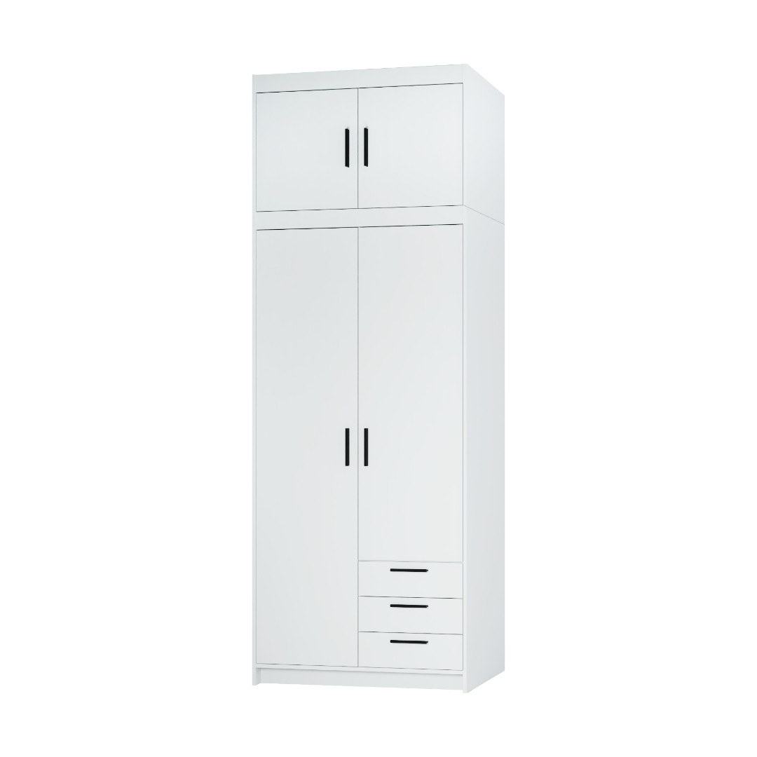 EVERLY 2D3SN šatní skříň + nástavec, bílá