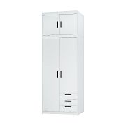 EVERLY 2D3SN šatní skříň + nástavec, bílá