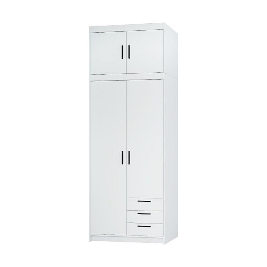 EVERLY 2D3SN šatní skříň + nástavec, bílá