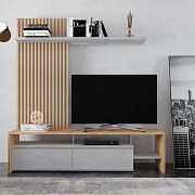 NELIS II obývací stěna, dub craft/beton světlý