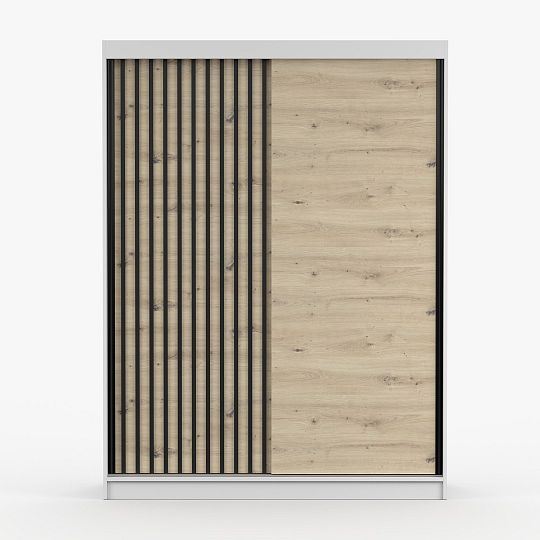 VITAL 10 šatní skříň + lamely, bílá/dub artisan