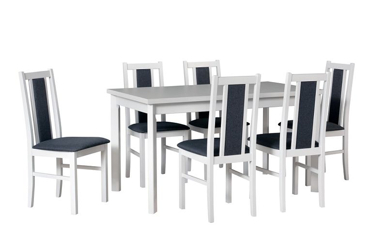 MILÉNIUM 1 Jídelní set, stůl + 6 židlí, bílá/borovice andersen