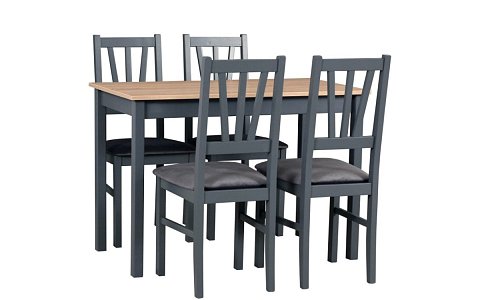 MILÉNIUM 7 jídelní set stůl + 4 židle, dub sonoma/grafit