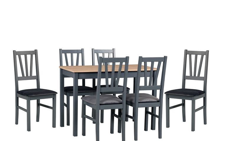 MILÉNIUM 7 jídelní set stůl + 6 židlí, dub sonoma/grafit